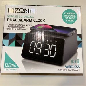 NiZoni Wireless Charging Dual Alarm Clock
